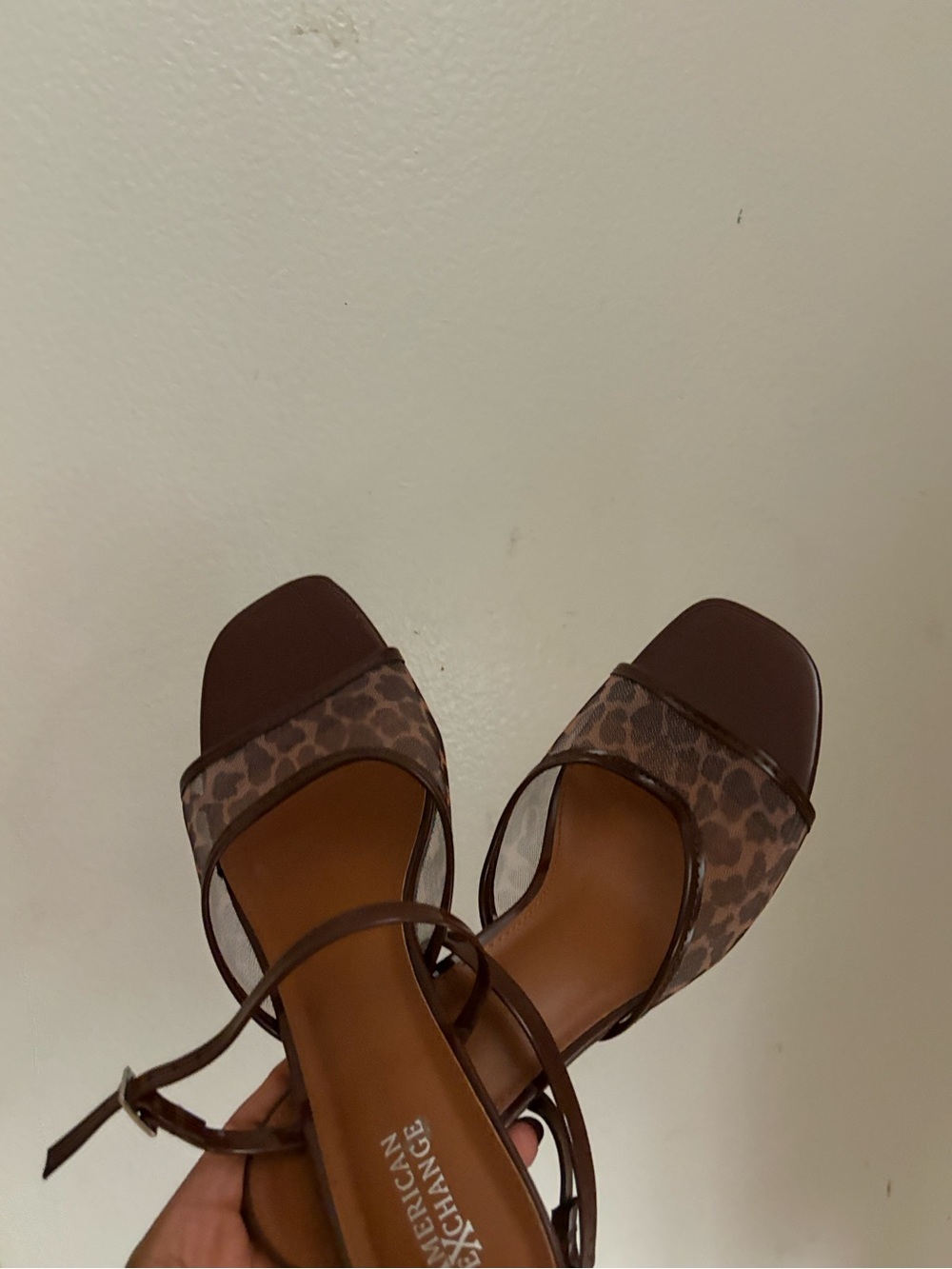 American Exchange Brown Leopard-Print Strappy Sandals
